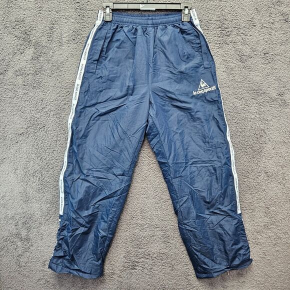Le Coq Sportif Track Pants Mens Medium Blue Warm Up‎ Windbreaker Pant Ankle Zip - Picture 1 of 11